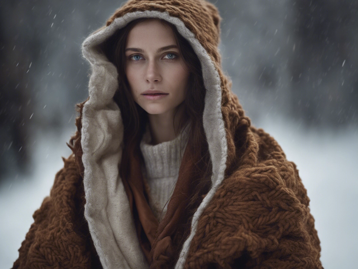 JOVEN CON PRENDA DE PIEL EN LA NIEVE